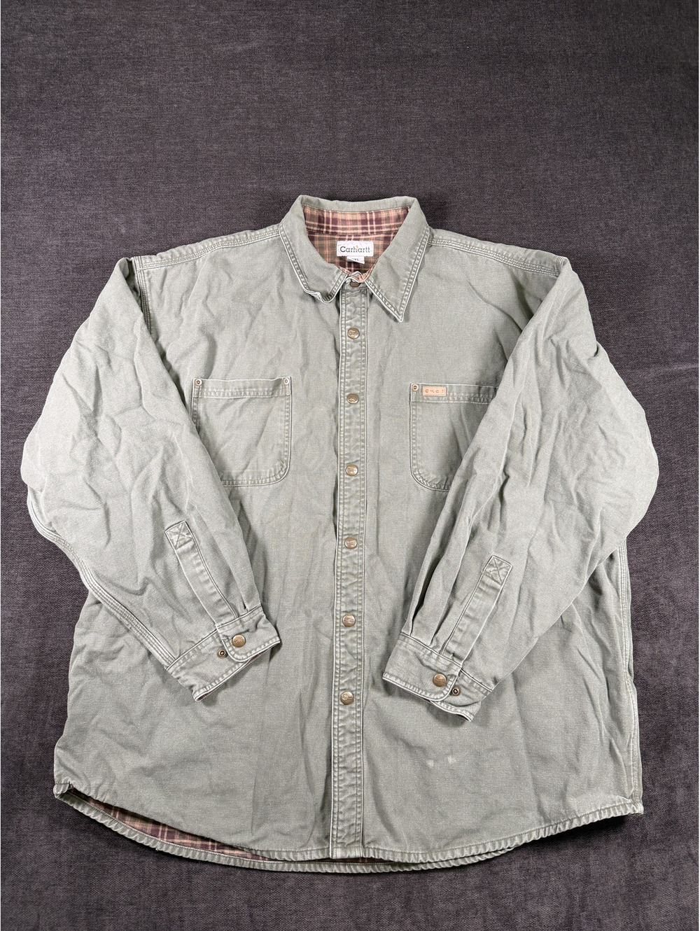 Carhartt Men's 2XL Long Sleeve Button-Up Work Shirt 100% Cotton